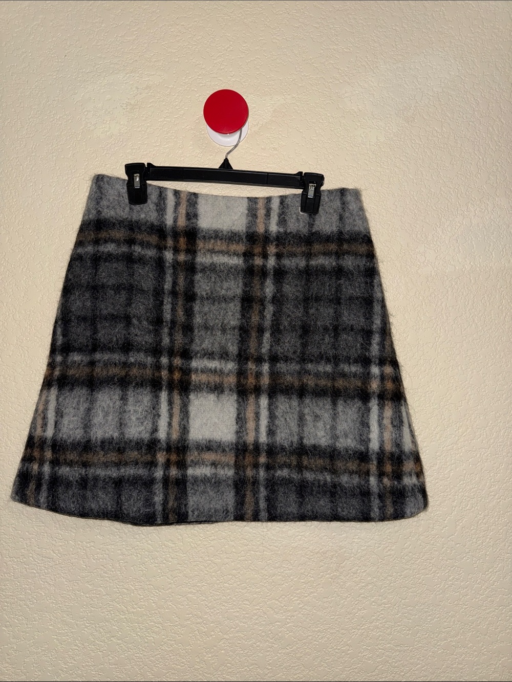 COS Plaid A-Line Mini Skirt - Gray with Brown Accent